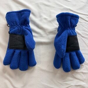 Circo Boys Blue Fleece Winter Gloves Textured Palm Grip Wrist Straps Size 8-16